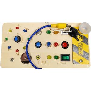 Wooden Busy Board with 8 LED Light Switches Light for Kids Gifts Board | Developmental Baby Toys