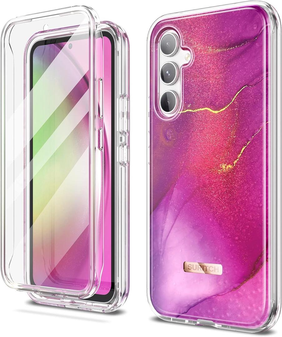 SURITCH for Samsung Galaxy A54 5G Case, [Built-in Anti-Scratch Screen Protector] 360 Full Body Protection Shockproof Rugged Bumper Phone Cover for Samsung A54 5G 6.4 Inch - Pinkish Purple