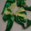 Large St. Patrick's Day Bows 1 Pack 20×11 Inch - Pre-Tied Shamrock Ribbon Bows for Wreath, Tree Topper, Front Door, Indoor & Outdoor Holiday Decorations (Green 1, S)