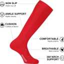 FITRELL 2/3 Pack Soccer Socks Baseball Softball For Youth Kids Boys Girls, Over-The-Calf Football Socks for Adult Men Women (Red, XS)