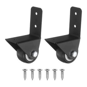 PATIKIL 1.5" Side Mount Casters 2Pcs L-Shaped Plate Fixed Caster Wheel Rigid Non-Swivel Caster for Furniture Workbench Cart Racks, Black