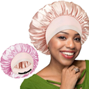 Pack Of 2 BONNET QUEEN Silk Bonnet for Sleeping Women Satin Bonnet Hair Bonnet Adjustable Reversible Double Layered Sleep Night Cap for Curly Hair Jade and Pink