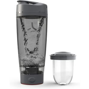Promixx Pro Electric Shaker Bottle – 20oz – USB-C Rechargeable Vortex Protein Mixer with X-Blade Technology and Supplement Storage – BPA-Free Easy-Cleaning Shaker for Fitness & Travel - Graphite Gray