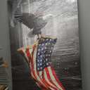 Large Wall Art for Living Room - American Flag with Bald Eagle Wall Art Patriotic Pictures Wall Decor US Flag Canvas Print Military Painting Modern Artwork Framed for Home Office Decoration, 28x44 in