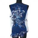 Fabric 3D Flowers Beads Patches Sequins Rhinestone Appliques Embroidery Lace Trims Mesh Sew On Patch for DIY Wedding Dress (Blue)