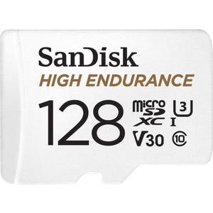 SanDisk 128GB High Endurance Video MicroSDXC Card with Adapter for Dash Cam and Home Monitoring systems  C10, U3, V30, 4K UHD, Micro SD Card  SDSQQNR128GGN6IA