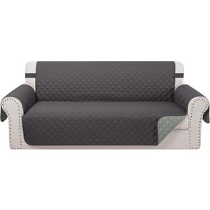 Reversible Couch Cover for 3 Cushion Couch for Pet Friendly Sofa Cover for Dogs Water Resistant Furniture Protector Washable with Elastic Straps(Sofa,Dark Grey/Light Grey)