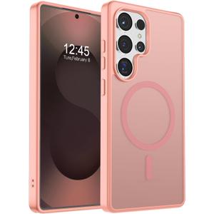 SUPFINE Magnetic for Samsung Galaxy S25 Ultra Case(Compatible with MagSafe) (Military Grade Drop Protection) Slim Translucent Shockproof Phone Case,Pink