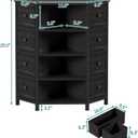 LUMTOK 8 Drawers Corner Dresser with Storage Fabric Drawers and Open Shelves for Small SpaceBedroomEntrywayLiving Room (Black Wood Veins), 19.7"D x 19.7"W x 29.5"H