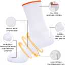 Anti-Blister Performance Sport Socks Seamless Toe Arch Compression Breathable Cotton Athletic Socks for Running Gym (White)