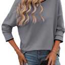 PrinStory Women's Fall Sweaters Loose 2024 Long Sleeve Outfits Crewneck Knit Lightweight Casual Pullover Tops (Large, Black)