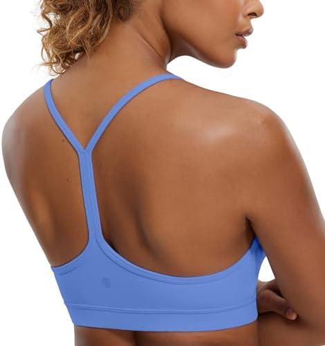 CRZ YOGA Womens Butterluxe Y Back Sports Bra - Padded Racerback Low Impact Spaghetti Thin Strap Workout Yoga Top Medium