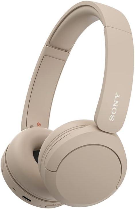 Sony WH-CH520 Wireless Bluetooth On-Ear Headphones with Microphone, Up to 50 Hours Battery Life with Quick Charge Function, Includes USB-C Charging Cable - Beige - International Version