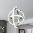 Modern LED Pendant Light Chrome Pendant Lights 4000K Dimmable External Glow Height Adjustable Pendant Lighting for Kitchen Island Dining Room Bedroom Living Room Foyer3-Ring, Round-3 Ring External Glow
