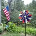 Wind Spinners Outdoor Metal with Patriotic, Magical Garden Windmill Decor Kinetic Sculptures for Yard Garden Lawn, American Flag Pinwheel Decorations
