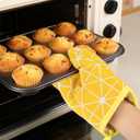 Yellow Checkered Oven Mittens, Heat-Resistant, Cute Checkered Oven Mittens,Oven Mitts and Pot Holders Sets for Baking, Grilling & Microwave Anti-Slip Silicone Kitchen Gloves 1 Pair 7 "x12.5