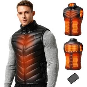 Lightweight Heated Vest for Men and Women 3 Heating Levels Electric Heating Vest for Outdoor Activities (Black, XL)