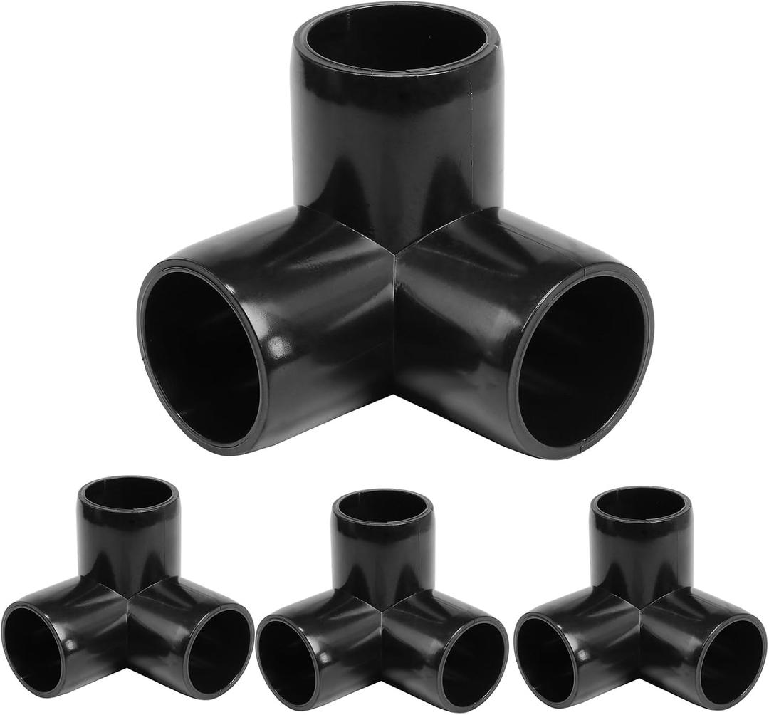 3 Way PVC Pipe Fittings 3/4 Inch, Zernmiarder Black PVC Elbow Corner Side Outlet Tee Fitting, SCH40 Furniture Grade Pipe Connectors - Fits 3/4" Polyvinyl Chloride Pipes, 12 Pieces