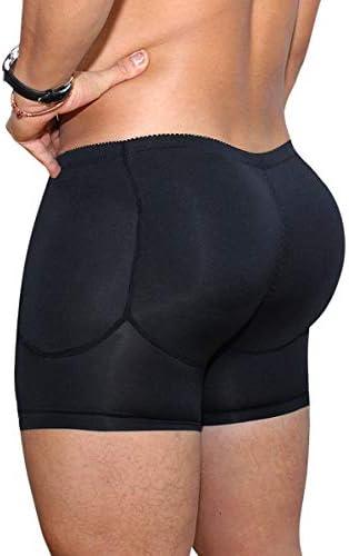 NonEcho Men Padded Underwear Briefs Boxers Men Butt Booster Hip Enhancer 4 Detachable Pads (Black1, XL)