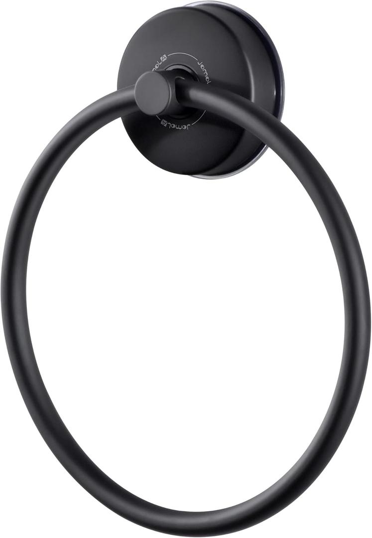 JOMOLA Towel Ring Suction Towel Holder for Bathroom Stainless Steel Kitchen Towel Rail Rack Drill Free Bath Towel Holder Bathroom Accessories Matte Black
