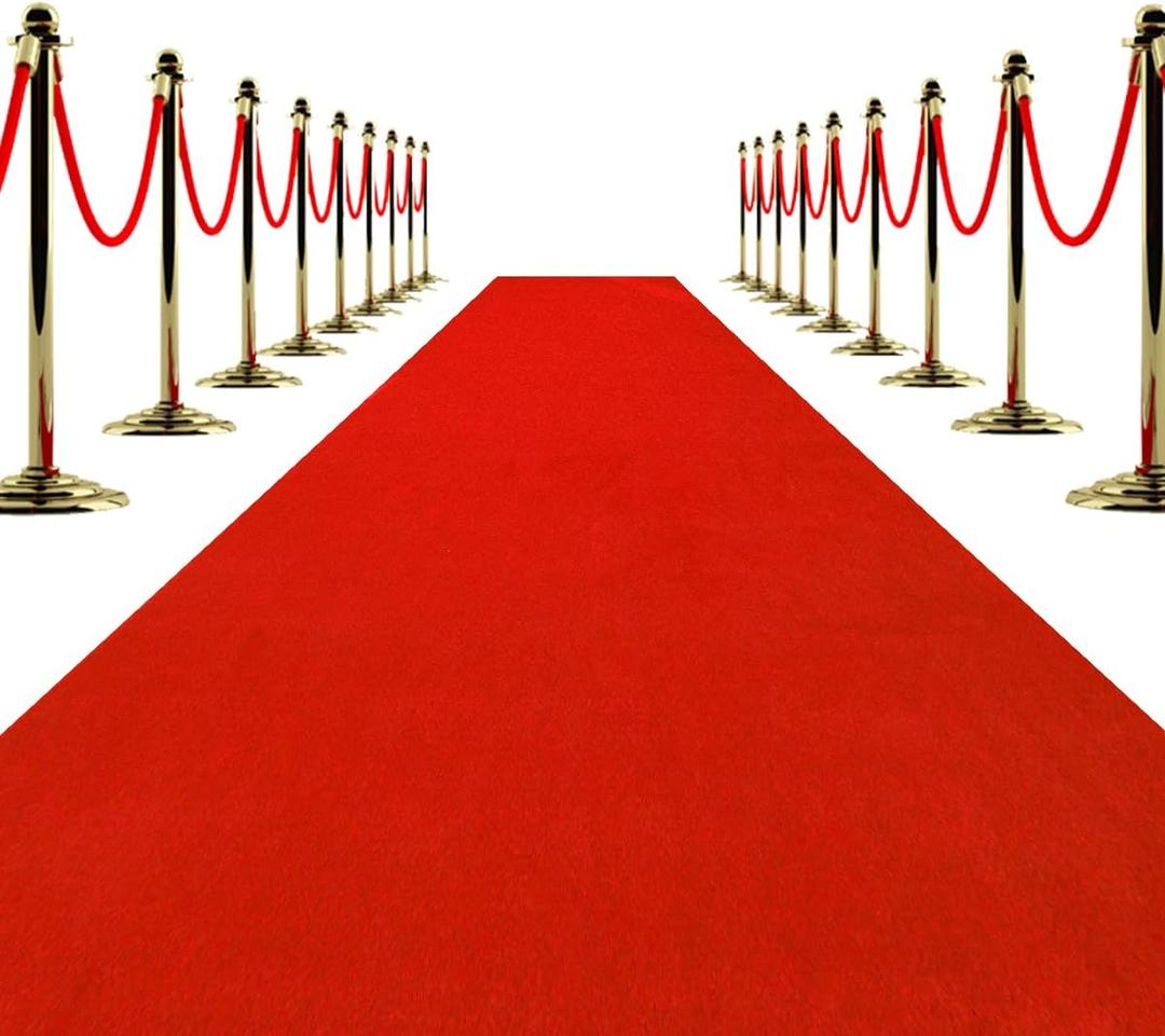 Red Carpet Runner for Partys, 3x30 Feet 451 GSM Extra Thick Non-Slip Waterproof Aisle Rug for Weddings, Events, Banquets, Hollywood Runway & Proposal