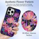 Fiyart Designed for iPhone 16 Pro Max Case,Cute 3D Glossy Lotus Pink Purple Flowers for Women Girls Hard Shell Designed for Magsafe Charging Durable Shockproof TPU Phone Bumper