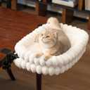 CHEERPALS Cat Desk Bed with Reversible Cushion, 90Foldable Cat Hammock for Desk Mounted, Suitable for Medium-to-Large Cats and Puppy, Clowd Series(White, Medium)