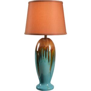 Kenroy Home 32366TEAL Tucson End Table Lamp, Teal Ceramic Glaze Large