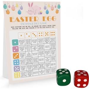 BEUFSE Easter Egg Dice Game, Egg Exchange Game with Two Dices for Easter, Easter Roll The Dice Game, Easter Party Game Supplies, Fun Easter Games for Family -STPD02