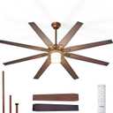 Amico Ceiling Fans with Lights, 72'' Indoor/Outdoor Brown Ceiling Fan with Remote Control, Reversible DC Motor, 8 Blades, 3CCT, Dimmable, Noiseless, Vintage Ceiling Fan for Bedroom, Farmhouse (72 inch, Bronze)