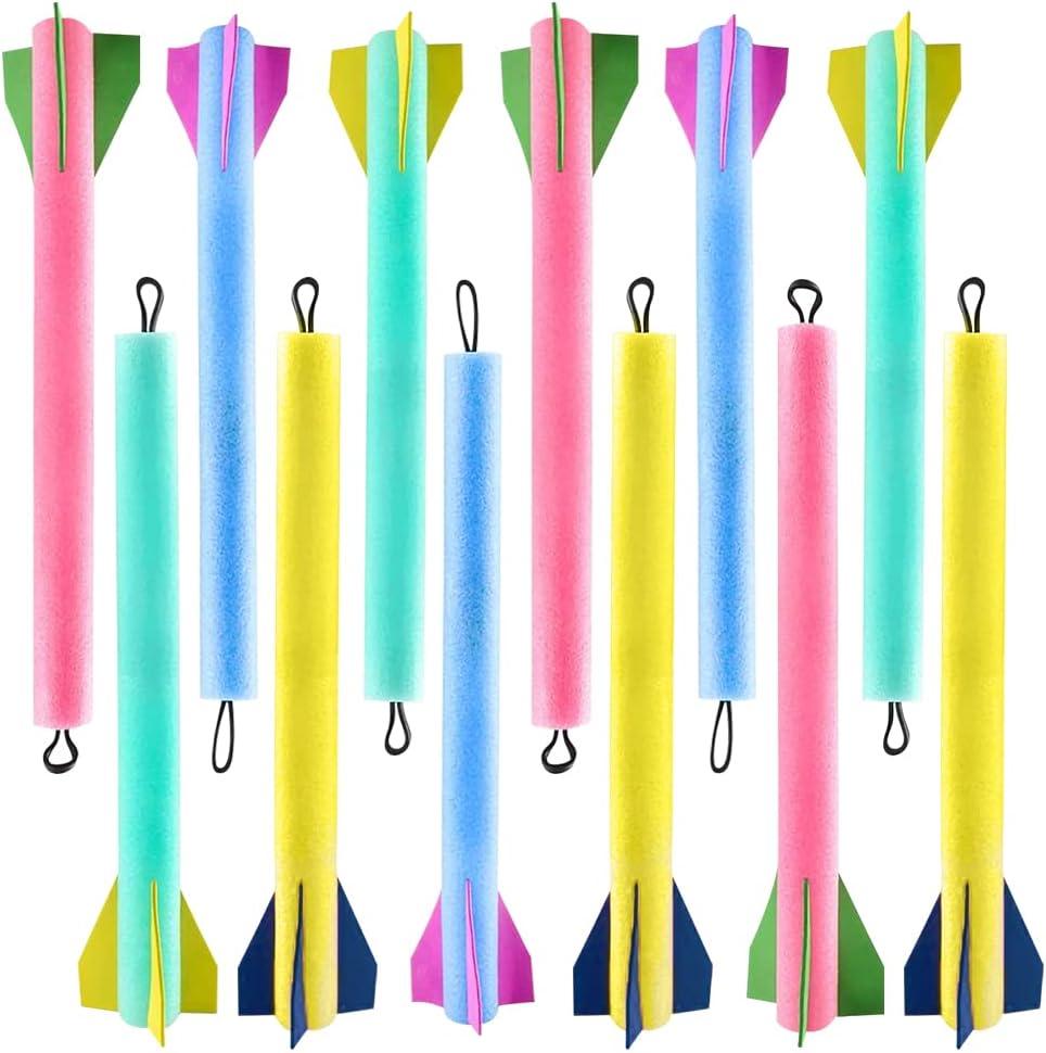 ArtCreativity Jumbo Foam Finger Rockets, Pack of 12, Slingshot Flying Rocket Launchers in Assorted Colors, Fun Summer Outdoor Toys, Party Favors for Kids