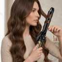 LANVIER 1.25 Inch Long Barrel Curling Iron, 1 1/4 Inch Extended Curling Iron for Medium, Long & Thick Hair, Tourmaline Ceramic Hair Curler, 5 Heat Settings up to 450F, Dual Voltage for Travel -Black