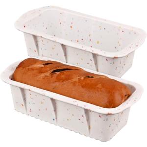Sakolla 2 Pack Silicone Bread Loaf Molds, Nonstick Easy Release Rectangle Silicone Loaf pan for Baking Cake, Meatloaf, Banana Bread, Brownies, and Quiche (Confetti)