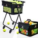 Tennis Ball Hopper Cart with 4 Wheels  Foldable, Large Capacity Pickleball & Tennis Ball Collector for Court Training & Coaching