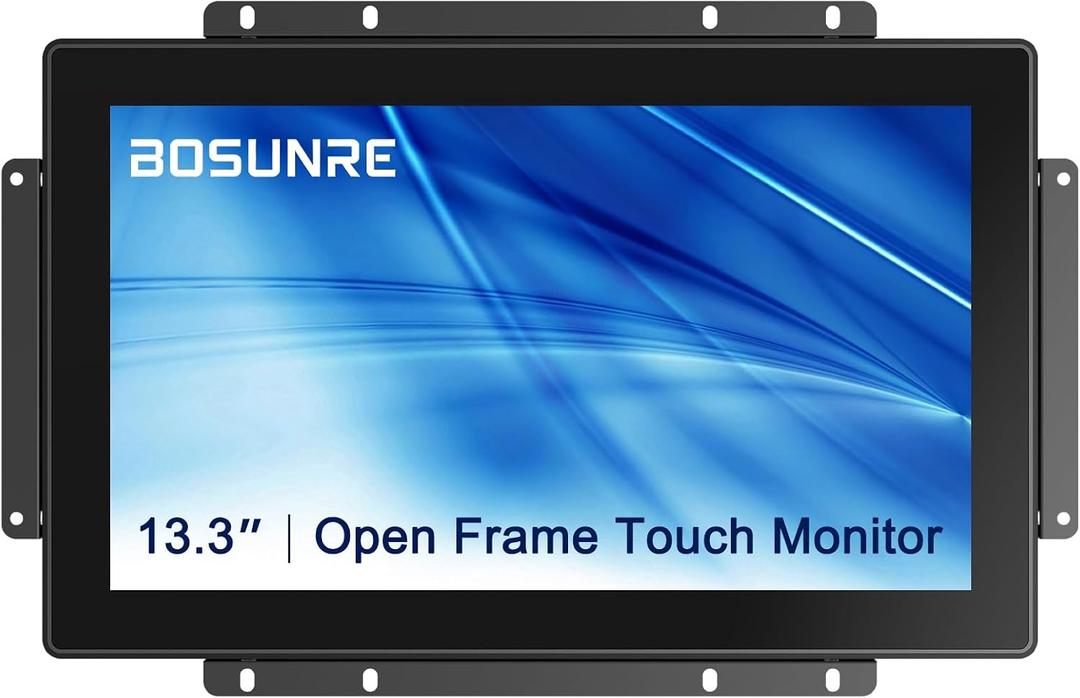 FHD Industrial Touch Monitor, 13.3 Inch Open Frame Touch Screen Display, 10-Point Capacitive Touch Monitor, VESA & Open-Frame Bracket Mounting for Kiosk and Mounting