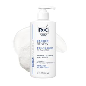 RoC Barrier Gel to Foam Non Drying Foaming Facial Cleanser to Hydrate Skin, facial cleanser for sensitive skin, 12 Ounces (12 Fl Oz (Pack of 1))