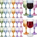 WRINGKIT 24 Pcs Plastic Vintage Wine Glasses, 7 Oz Plastic Colored Water Goblets for Party Wedding, Unbreakable Drinking Glasses Cups with Stem, Reusable Wine Cups for Beer, Cocktail, Whiskey, 6 Color