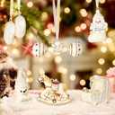 2 x Lanpn 6 Pcs 2025 Baby's First Christmas Ornament 4" 5.5", 1st Xmas Tree Ornaments Gift Set for Baby Boy Girl, Christmas Newborn New Bebe Keepsake, Personalised Name Holiday Hanging Decor, Beige