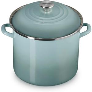Le Creuset Enamel on Steel Traditional Stockpot, 12 qt., Sea Salt with Stainless Steel Knob, 12 Quarts