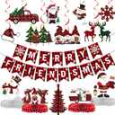 Buffalo Plaid Christmas Decorations Merry Friendsmas Banner Merry Friendsmas Decorations for Christmas Party Decorations