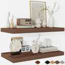 Fun Memories Floating Shelves - 2 Pack 12 Inch Deep Rustic Wooden Wall Shelves - Extra Deeper & Thicker Wall Mounted Storage Shelf for Living Room, Kitchen, Farmhouse - 24" W x 12" D x 1.5" H - Walnut