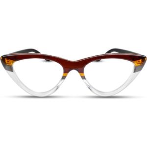 2SeeLife Premium Cat Eye Reading Glasses for Women NarrowMedium Fit, Sturdy Frame, Spring Hinges, Stylish Funky Readers, Brown Stripes, +2.00
