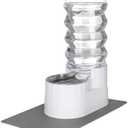 RIZZARI Large Water Dispenser for Dogs: 9L Automatic Stainless Steel Gravity Raised Pet Feeder with Specialized Brush and Triple Filter for Senior Pet Dogs with Neck Pain Garage Living Room (White)