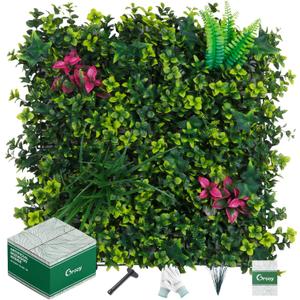 Grooy Boxwood Roll Panels, 12pcs 20"x20" Grass Wall (33.33sq.ft), Grass Backdrop, Privacy Screen, Sun Protected Green Wall Decor for Outdoor, Indoor, Garden, Backyard and Décor