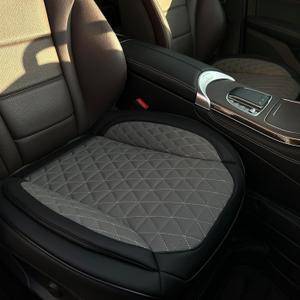 2 Pack Leather Front Car Seat Cover Bottom Only, Anti-Slip Padding Seat Cushion, Full Wrap Seat Protector with Storage Function Universal Fit for Most Cars, SUV, Pick-up Trucks (Black and Grey)