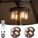 OPOIRA Patio Umbrella Light with Remote Control, Rechargeable Cordless LED Edison Bulbs Pole Light with 10 Brightness Levels for Garden, Patio, Backyard, Camping or BBQ - Brown (2 Pack)