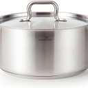 HOMICHEF Braiser Pan 8 Quart with Lid Nickel Free Stainless Steel - Matte Polished Braiser with Stainless Steel Lid - Heavy