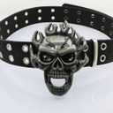 Men And Women Metal Skull Head Leather Buckle Belt Waist Band Jeans Decorative Punk Belt Waist Chain Belt