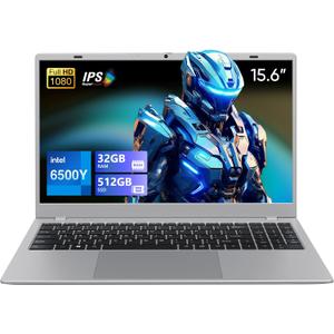 UOWAMOU 15.6 IPS-FHD-Laptop, 32GB RAM 512GB SSD 6500Y (up to 3.4GHz), Multi-Ports Lightweight Computer for Student-Home WiFi 5 BT5.0