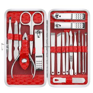 Cute Manicure Set for Women,Nail Clipper Grooming Kit for Teen Girls, Girlfriend, Wife, Mom,Small Gift Idea for Christmas Stocking Stuffers or Birthday Gift (Red)